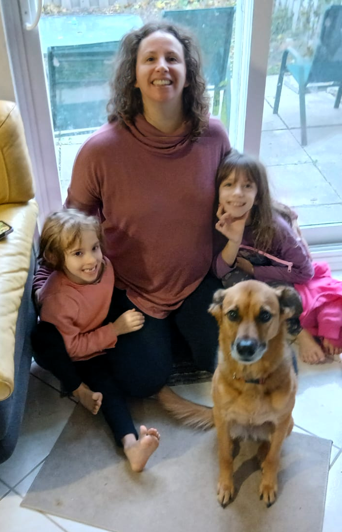 Aynav owner of DogsRTheBest with her daughters and family dog Roxy at their home based dog sitting business in Thornhill Ontario
